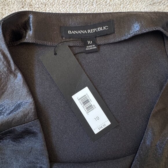 Banana Republic Black Satin Midi Slip Skirt NWT - Picture 3 of 6